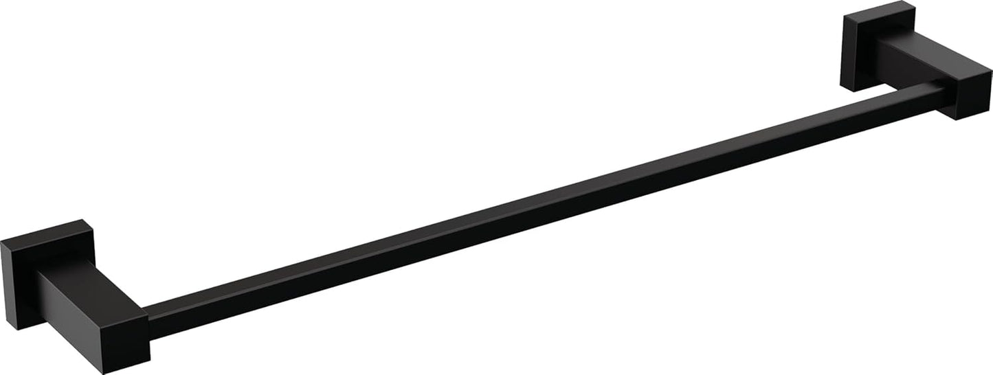 Delta Faucet Velum 24-Inch Single Towel Bar, Black Bathroom Towel Holder, Wall Mounted Towel Rack, Towel Hanger, Matte Black IAO20824-BL