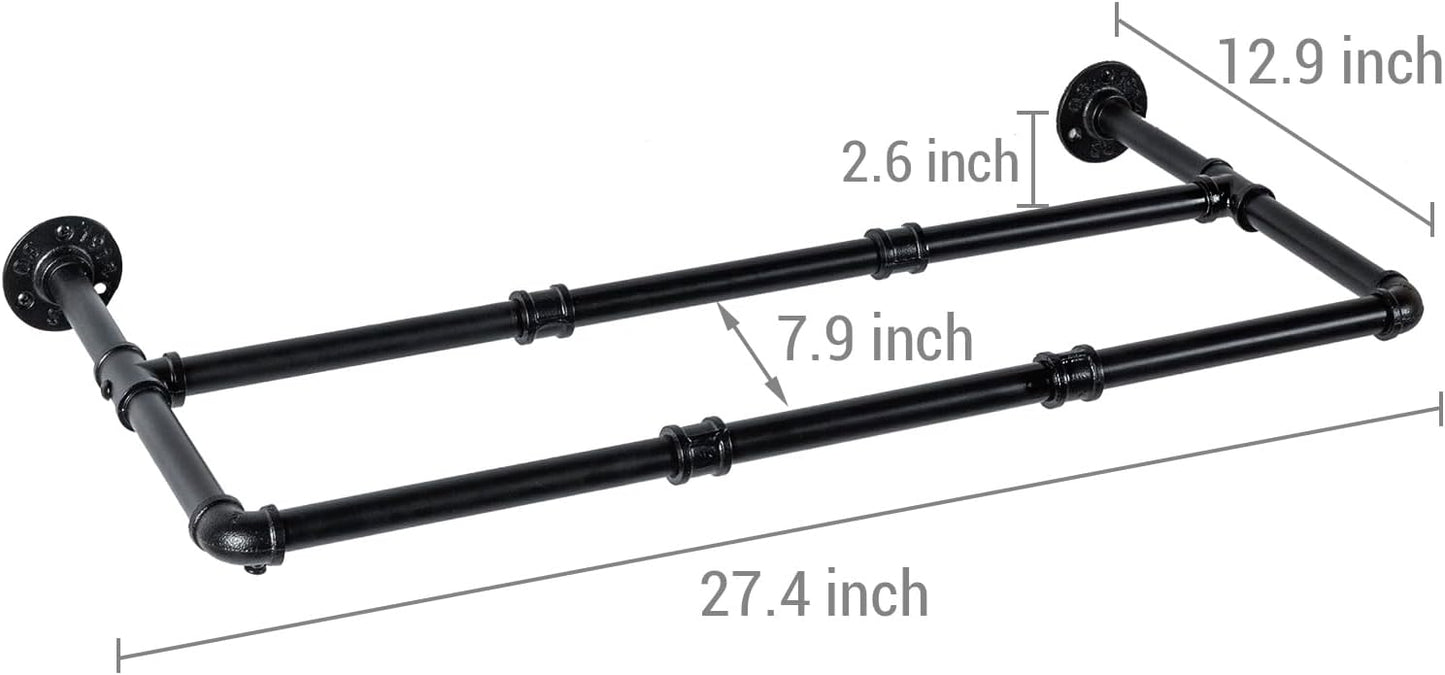 MyGift Set of 4 Industrial Matte Black Metal Pipe Hanging Shoe and Boot Rack Organizer Shelf, Wall Mounted Space Saving Footwear Storage Shelves for Closet, Mudroom, Entryway, Holds 12 Pairs