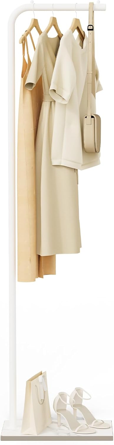 Metal Coat Rack, Stable Clothes Rack with Rock Base, Suitable For Bedroom, Hallway, Entrance, Office, For Hats, Coats, Scarves, 70.8 Inches High, Black