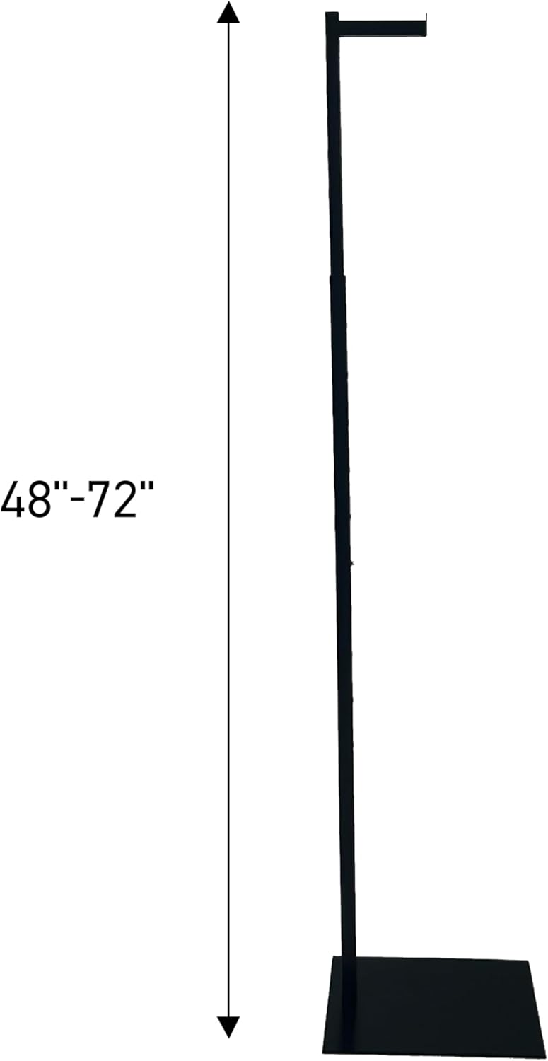 SSWBasics Adjustable Black Costumer Stand – Single Arm Clothes Rack - Retail Clothing and Garment Display Stand – Ideal For Showcasing Hanging Items In Thrift Shops, Boutiques and Retail Stores