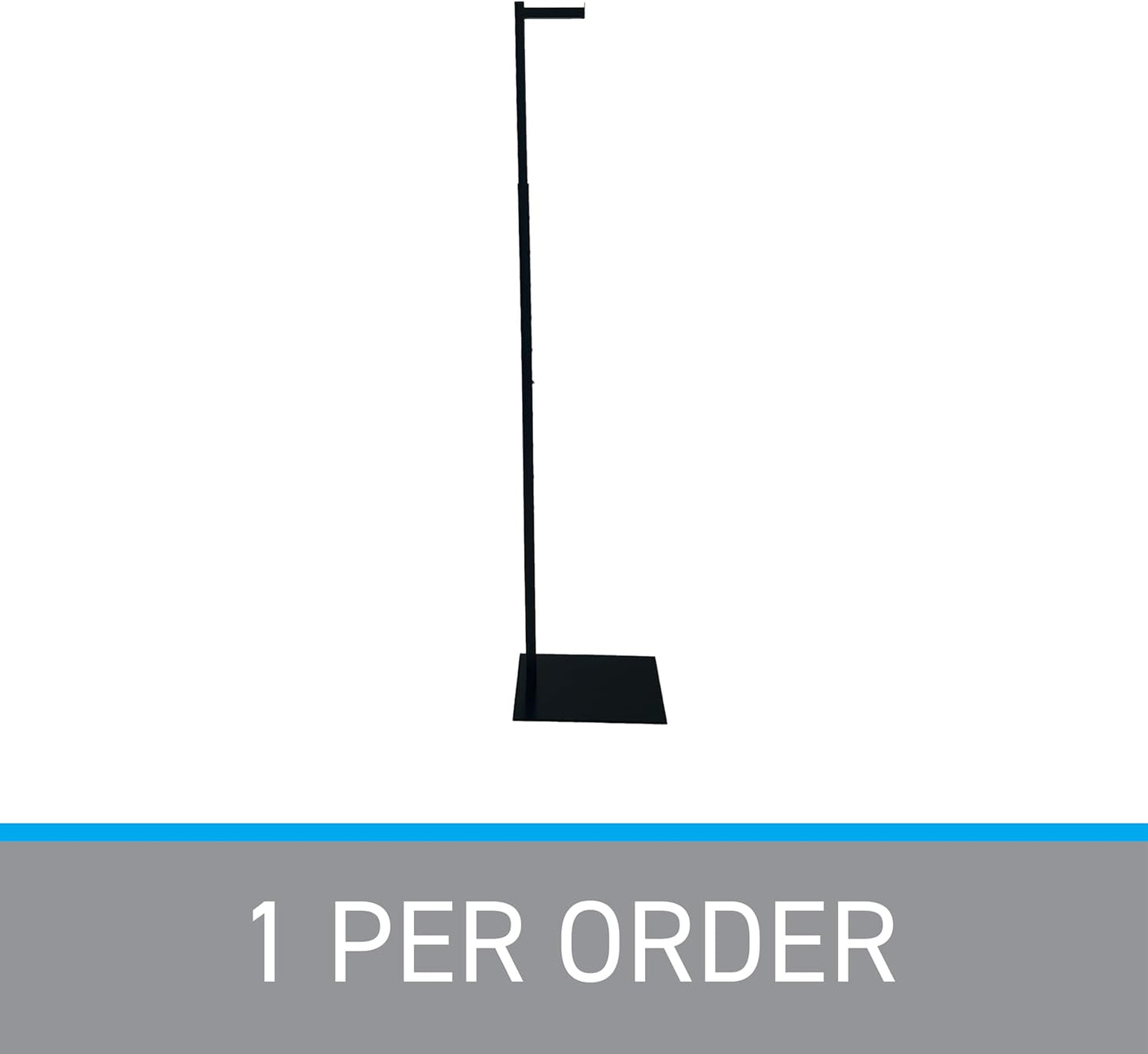 SSWBasics Adjustable Black Costumer Stand – Single Arm Clothes Rack - Retail Clothing and Garment Display Stand – Ideal For Showcasing Hanging Items In Thrift Shops, Boutiques and Retail Stores