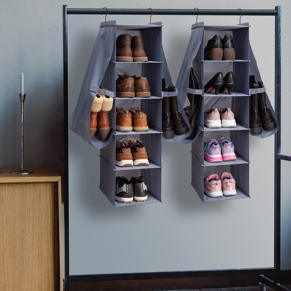 Shoe Rack Closet Hanging Boot Organizer for Closet Shoes Organizer Hanging Shoe Boots Storage Holder Shoe Closet Organizer, 10-Shelf 4 Pockets