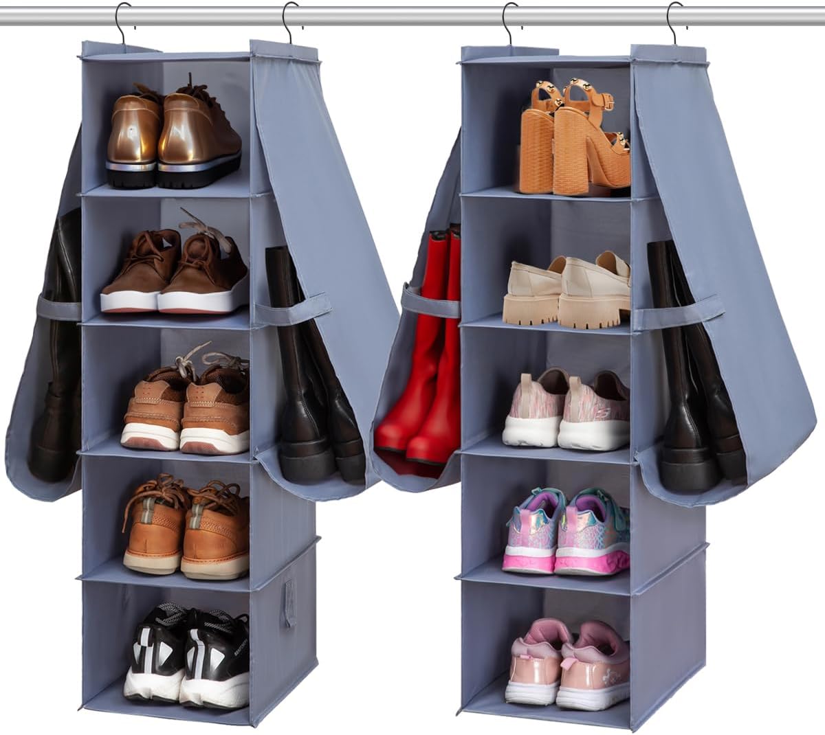Shoe Rack Closet Hanging Boot Organizer for Closet Shoes Organizer Hanging Shoe Boots Storage Holder Shoe Closet Organizer, 10-Shelf 4 Pockets