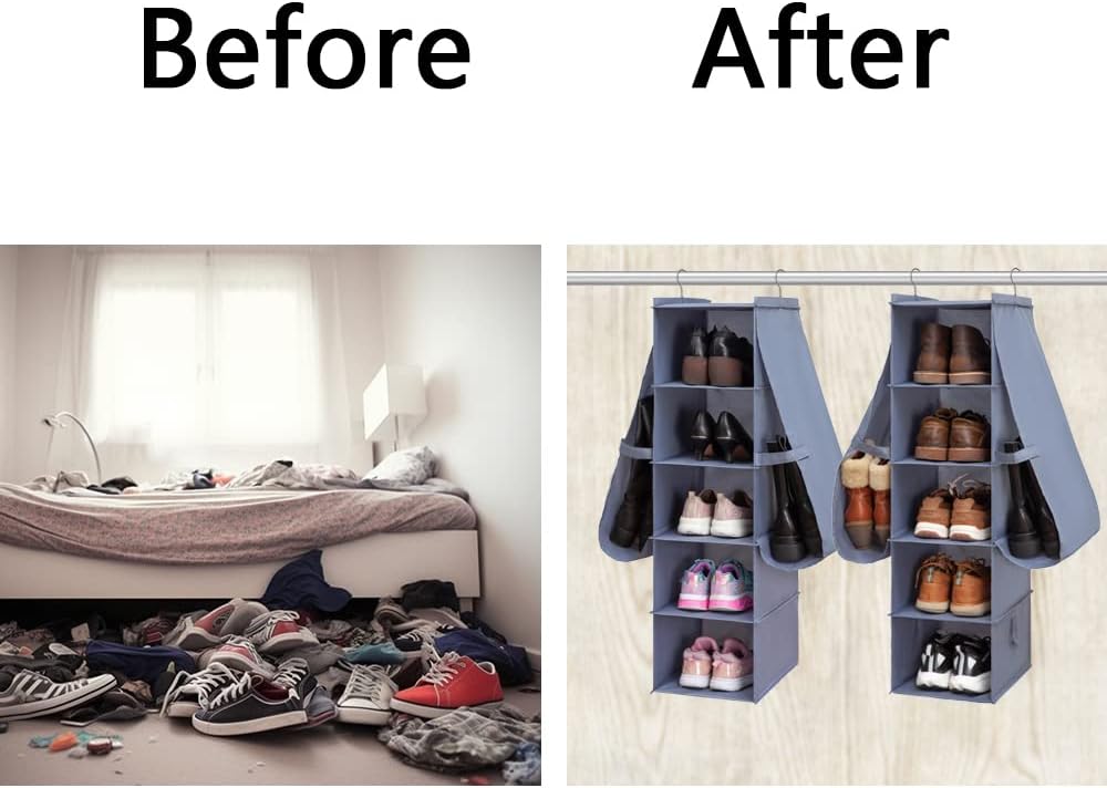 Shoe Rack Closet Hanging Boot Organizer for Closet Shoes Organizer Hanging Shoe Boots Storage Holder Shoe Closet Organizer, 10-Shelf 4 Pockets