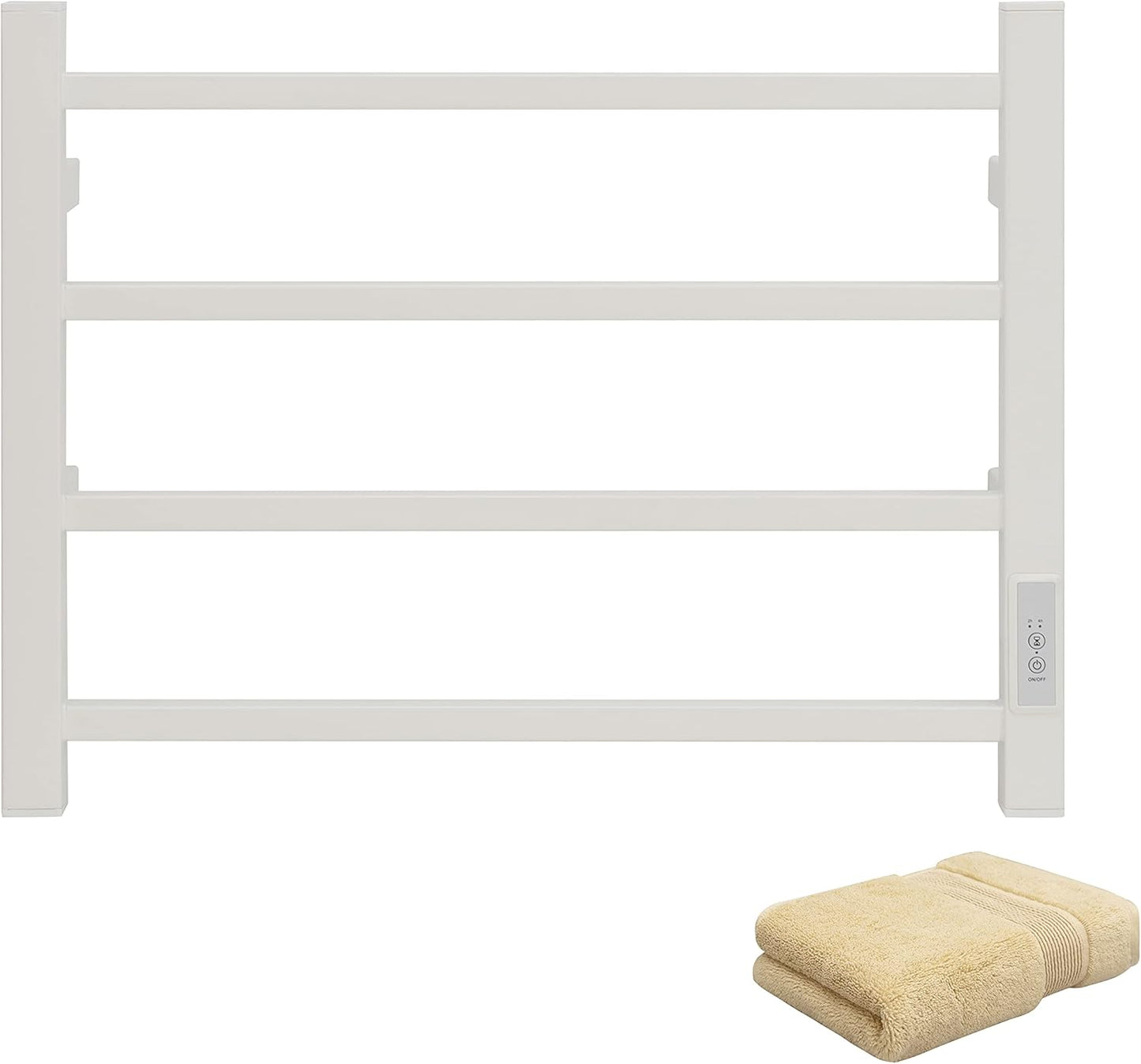 KEG Towel Warmer Wall Mounted with Built-in Timer 12 Bars Electric Stainless Steel Heated Towel Racks for Bathroom, Hot Plug-in Bath Towel Heater Matte Black