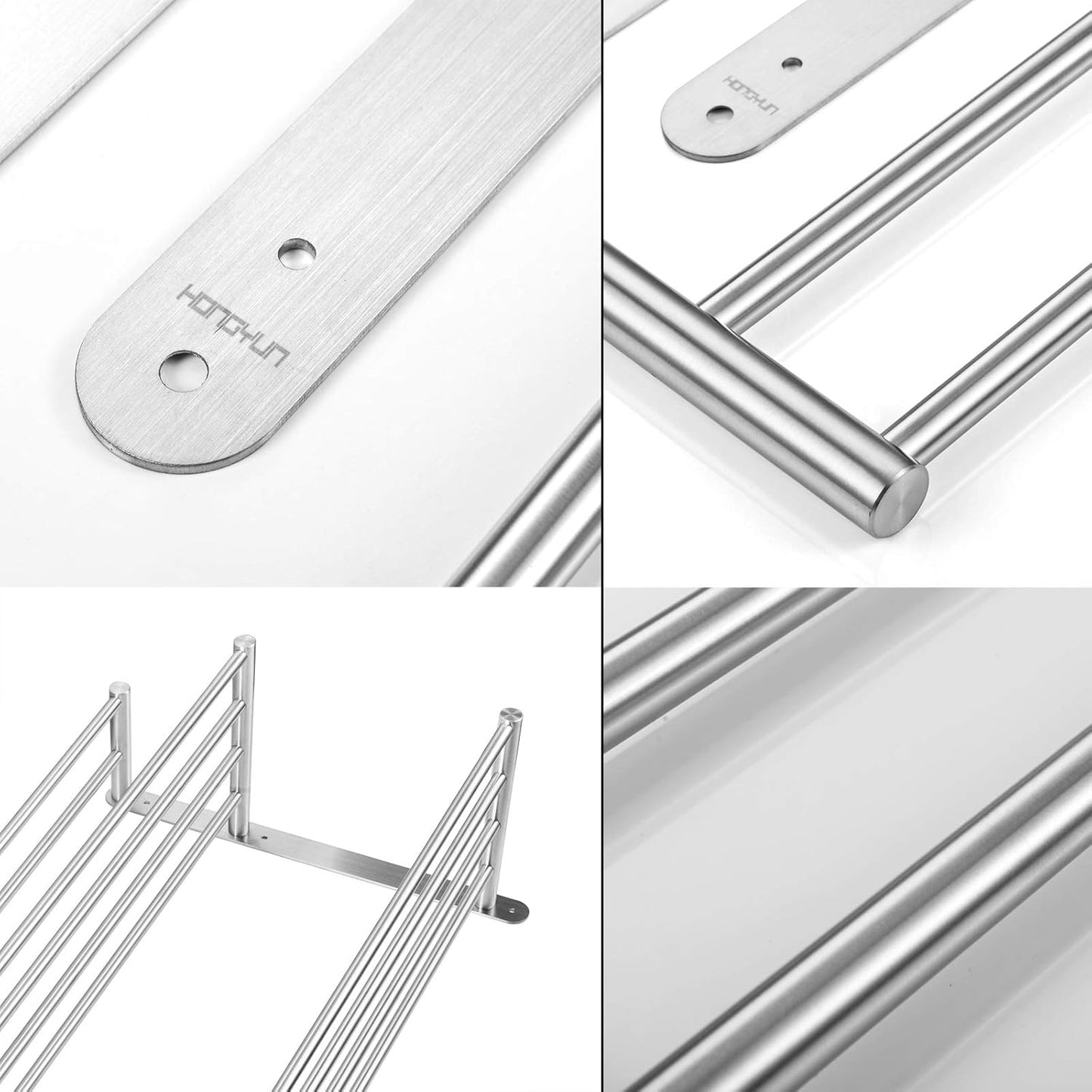 Bathroom Towel Rack with 24-Inch Multilayer Hotel Racks 304 Stainless Steel Towel Bar Shelf Wall-Mounted Brushed Finish Bar withTowel Shelves,3-Tier Bar Mounted