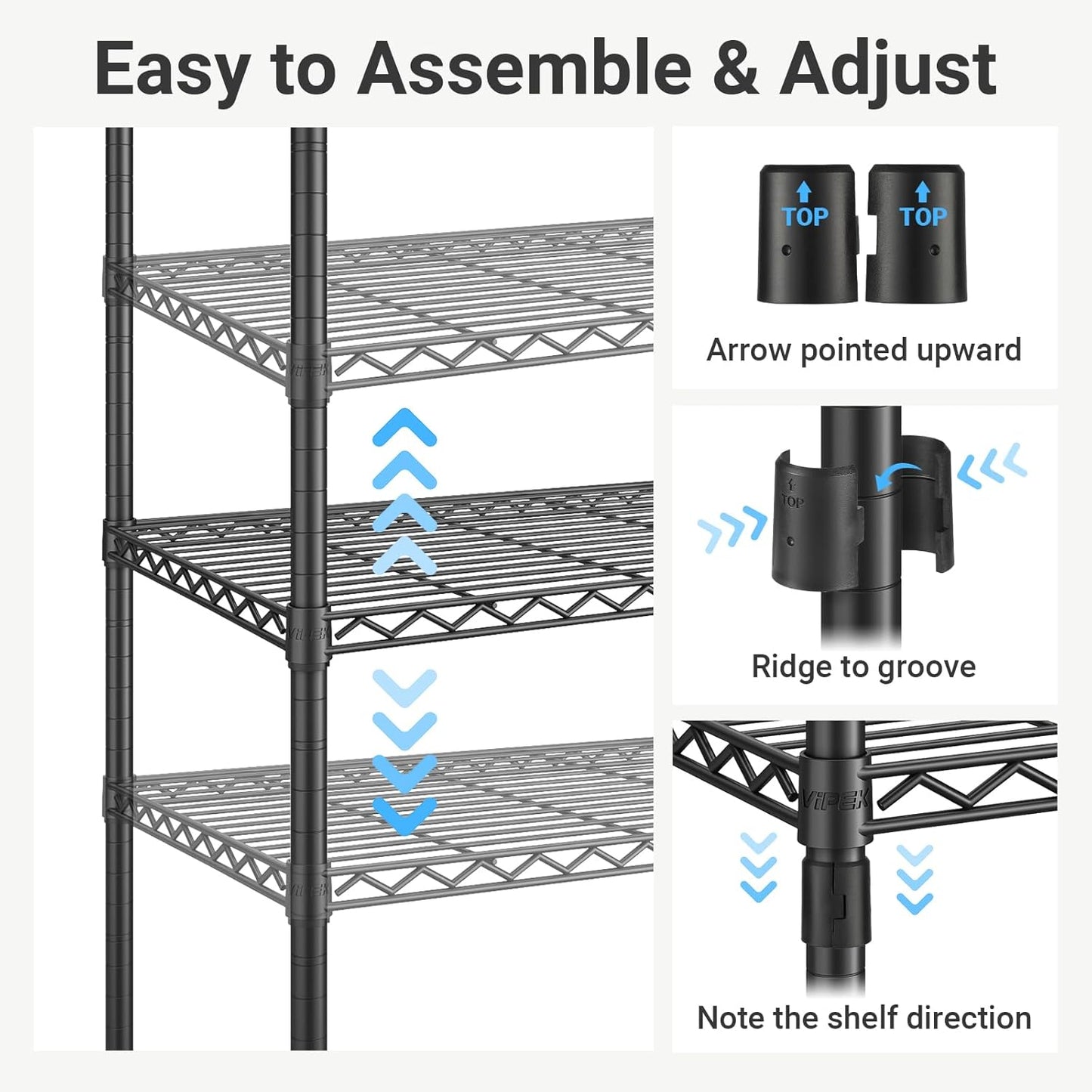 VIPEK L6 L Shaped Clothes Rack Heavy Duty Clothing Rack for Corner, 5-Tier Wire Garment Racks Metal Freestanding Closet with Adjustable Shelves, 42.1" L x 42.1" W x 76.4" H, Max Load 840LBS, Gold