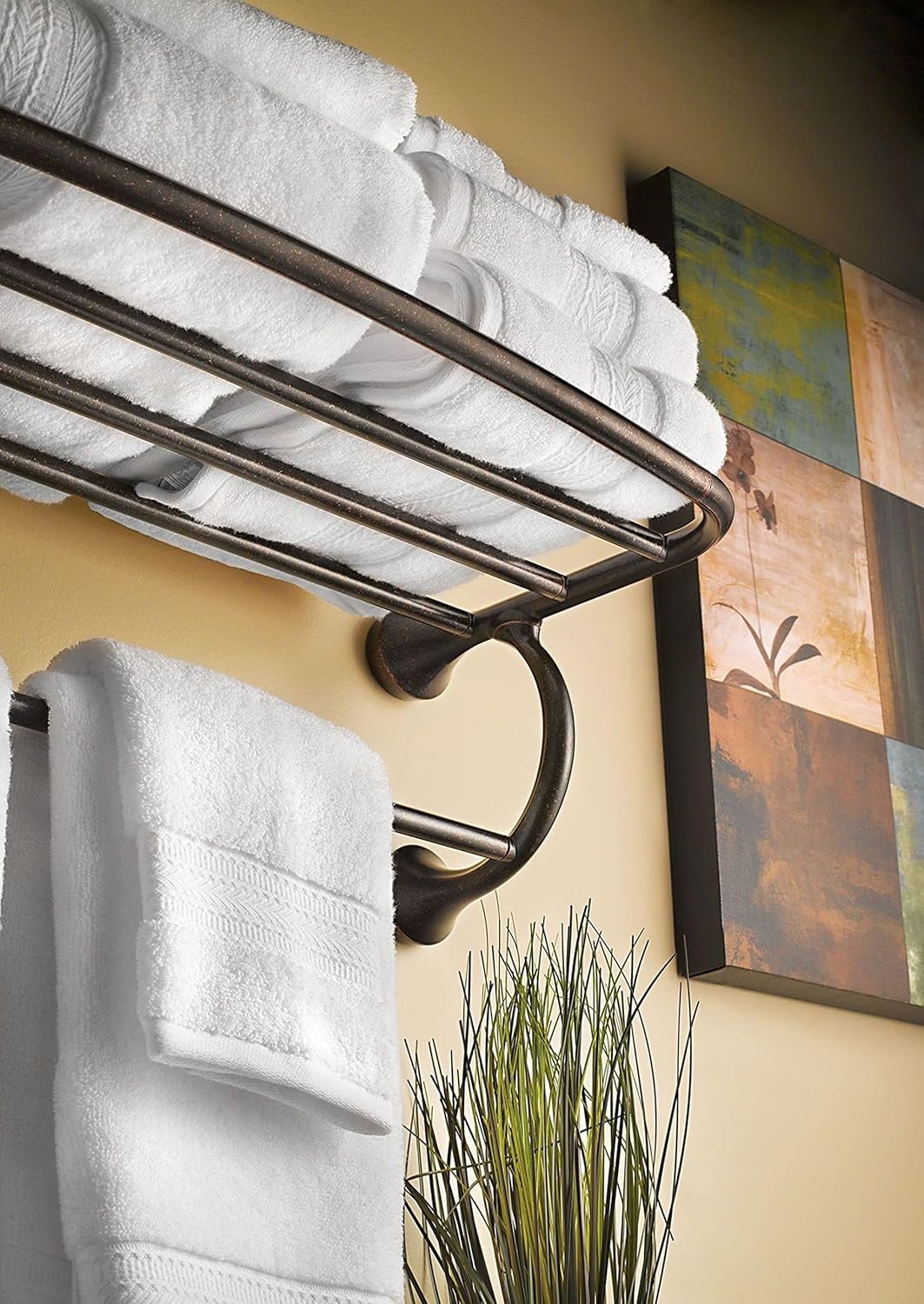 Moen Eva Collection Brushed Nickel 26-Inch-Wide Hotel-Style Towel Shelf, Wall Mounted Towel Rack for Bathroom, YB2894BN