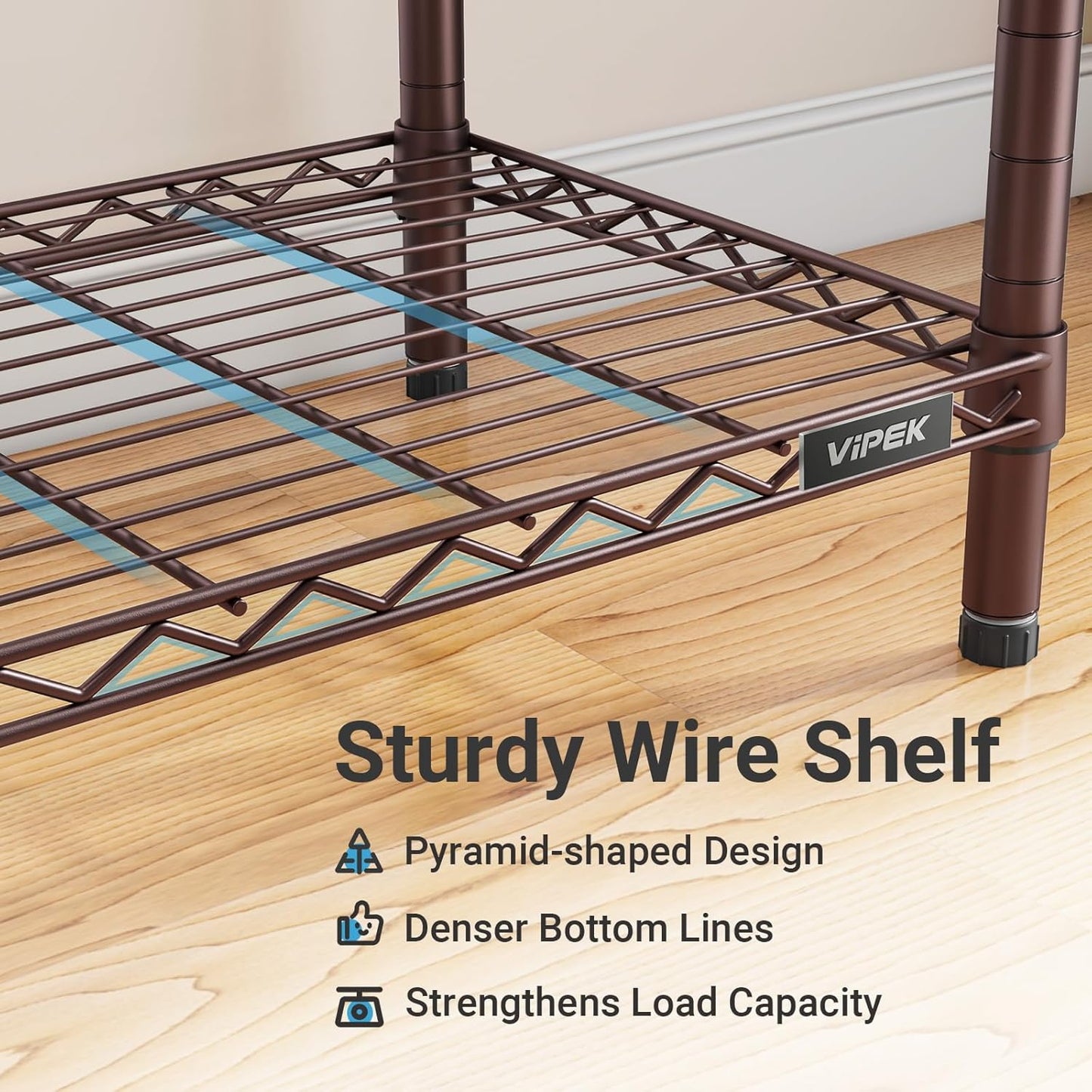 VIPEK L6 L Shaped Clothes Rack for Corner, Heavy Duty Clothing Rack 5-Tier Wire Garment Rack Freestanding Closet with 7 Adjustable Shelves & 4 Hanging Rods, Max Load 850LBS, Bronze